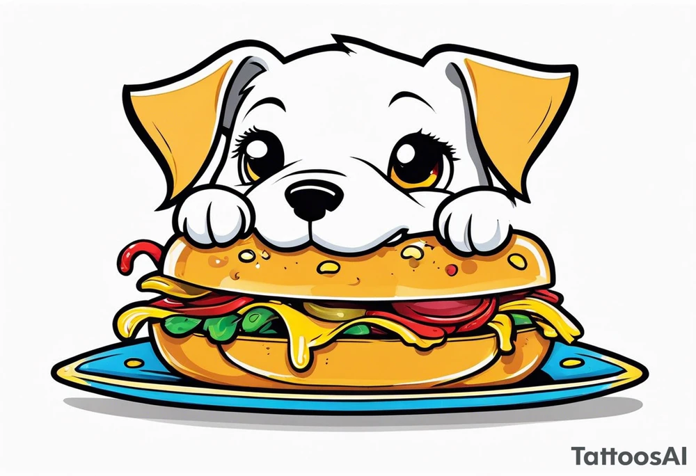 Dog eating food tattoo idea