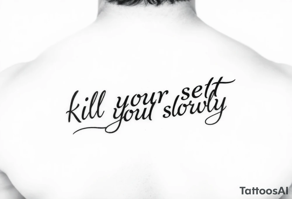 Bad ass don’t that says “kill your self slowly” outline black and white tattoo idea
