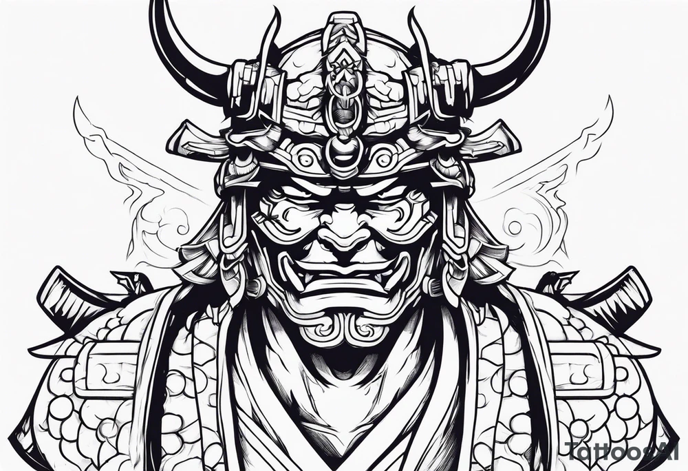 Cyber oni samurai tattoo idea