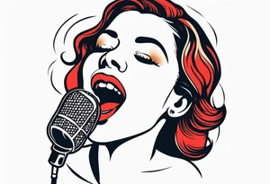 traditional vintage tattoo of mouth singing in microphone simple tattoo idea