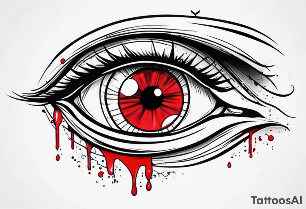 Bleeding one red eye sleeve tattoo design tattoo idea