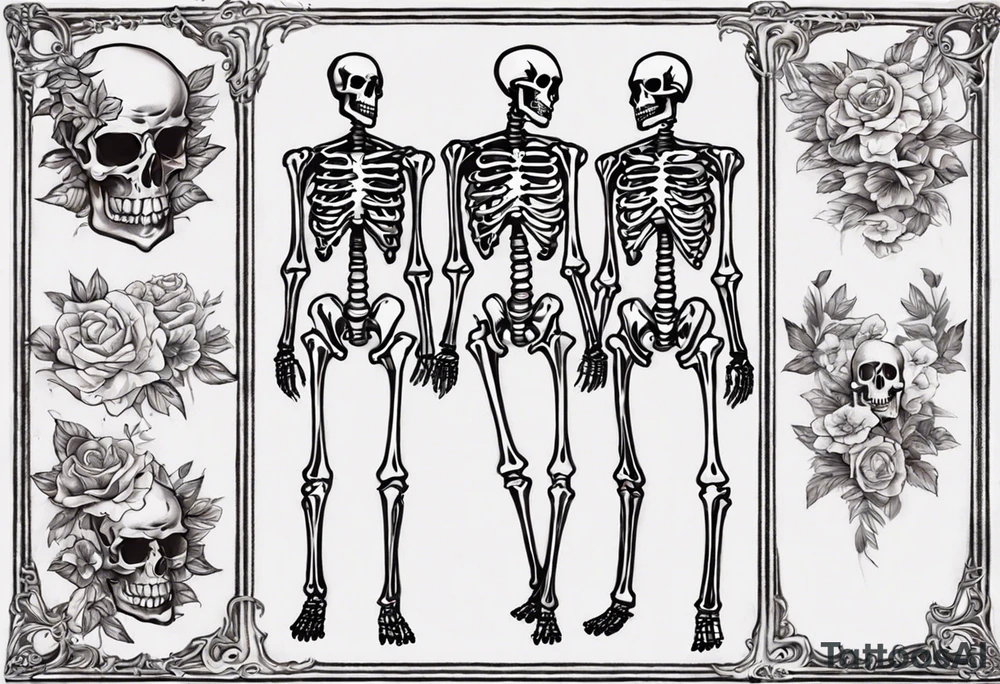 I need a ribcage tattoo of a skeleton.
The skeleton should wear a red/ black suit. tattoo idea