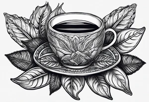 Ayahuasca leaves with cup of ayahuasca in the middle tattoo idea