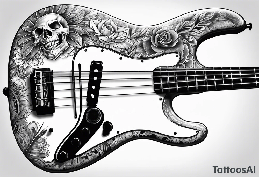 Skull bass guitar tattoo idea