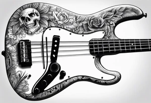 Skull bass guitar tattoo idea