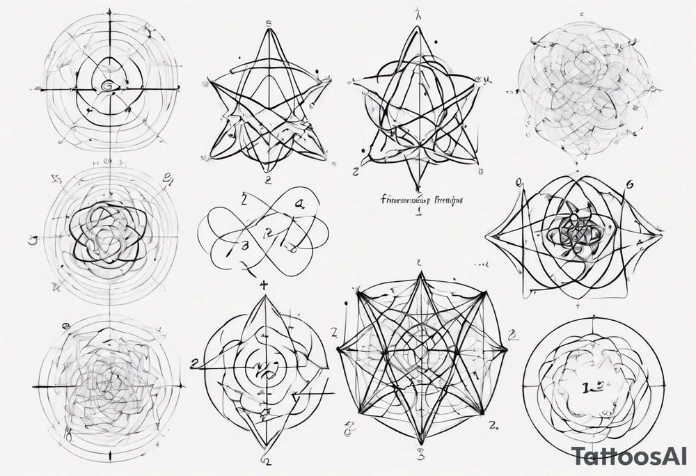 The mathematical friendship graph from graph theory that is cute, shape it like a 6,1 prime knot tattoo idea