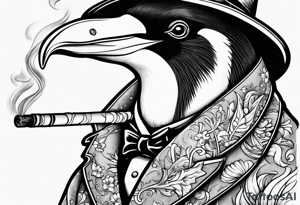 penguin smoking cigarette tattoo idea