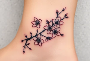 delicate cherry blossoms swirling in spring breeze with petals tattoo idea