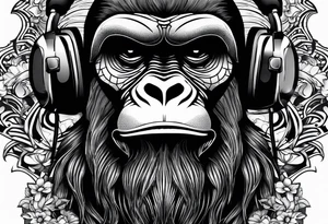 gorilla motorcycle microphone tattoo idea