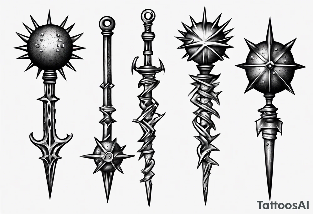 spiked ball mace on a chain tattoo idea