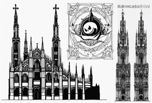 jack skellington on the spire of the Milan cathedral tattoo idea