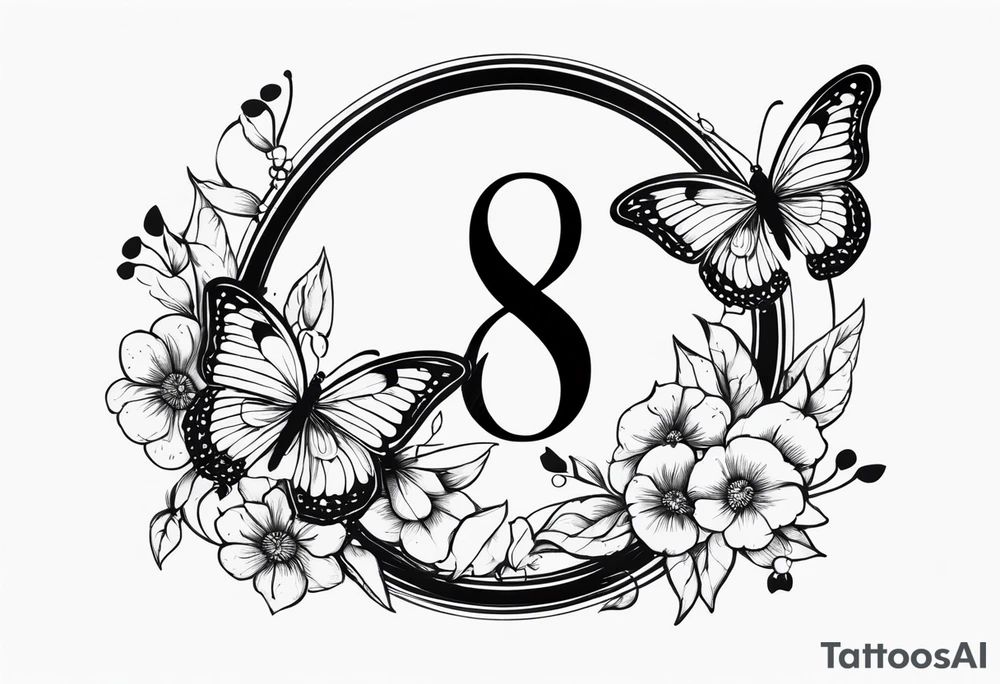 The word saudade with the number 8:18 with butterflies tattoo idea