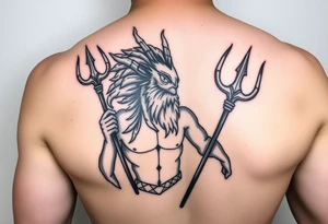 poseidon with trident tattoo idea