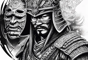 Battle  samurai with mask tattoo idea