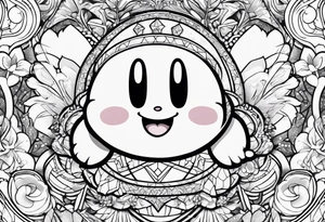 kirby smiling inside a long shinning crystal tattoo idea