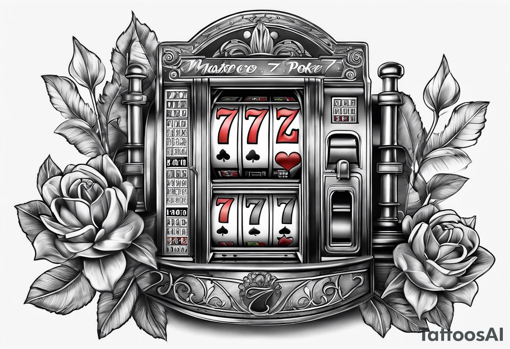 luck number 7 poker machine tattoo idea