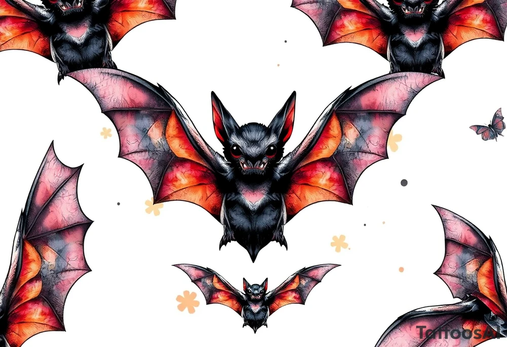 10 Unique cute bats tattoo idea
