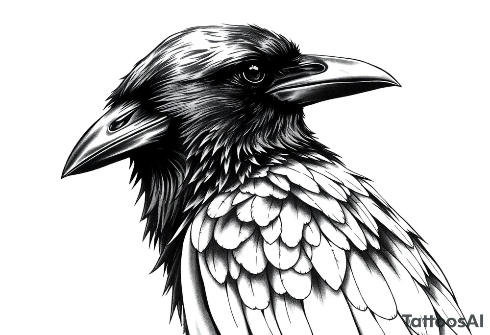 beautiful raven looking over its shoulder tattoo idea