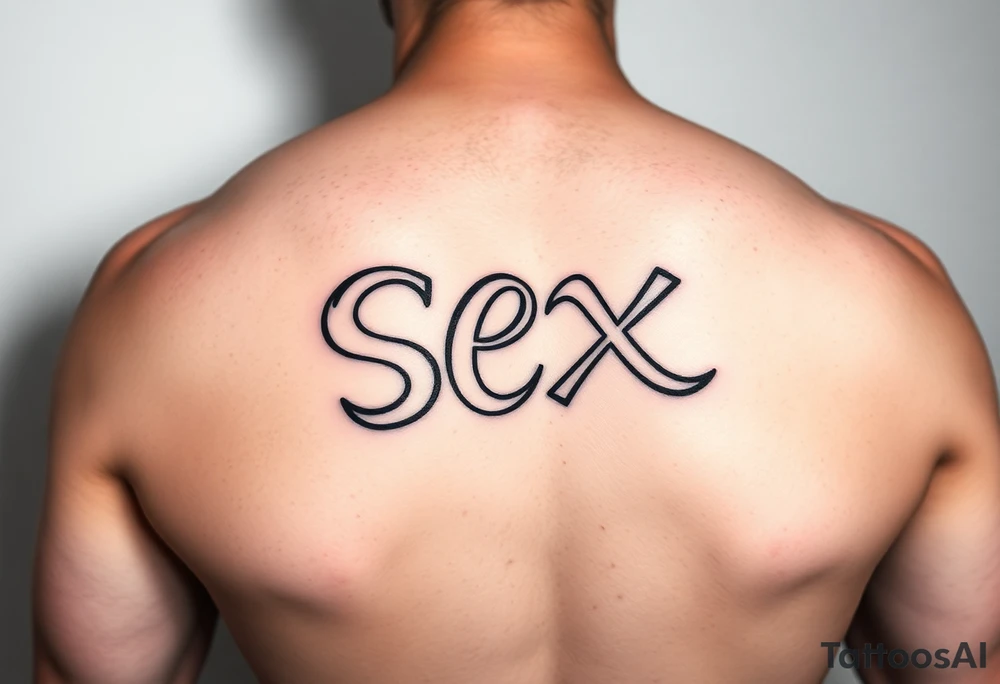The word sex in cartoon writing tattoo idea