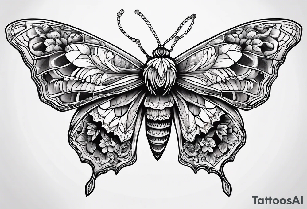 dainty, moth tattoo idea