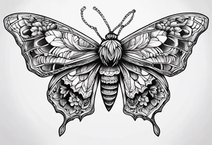 dainty, moth tattoo idea