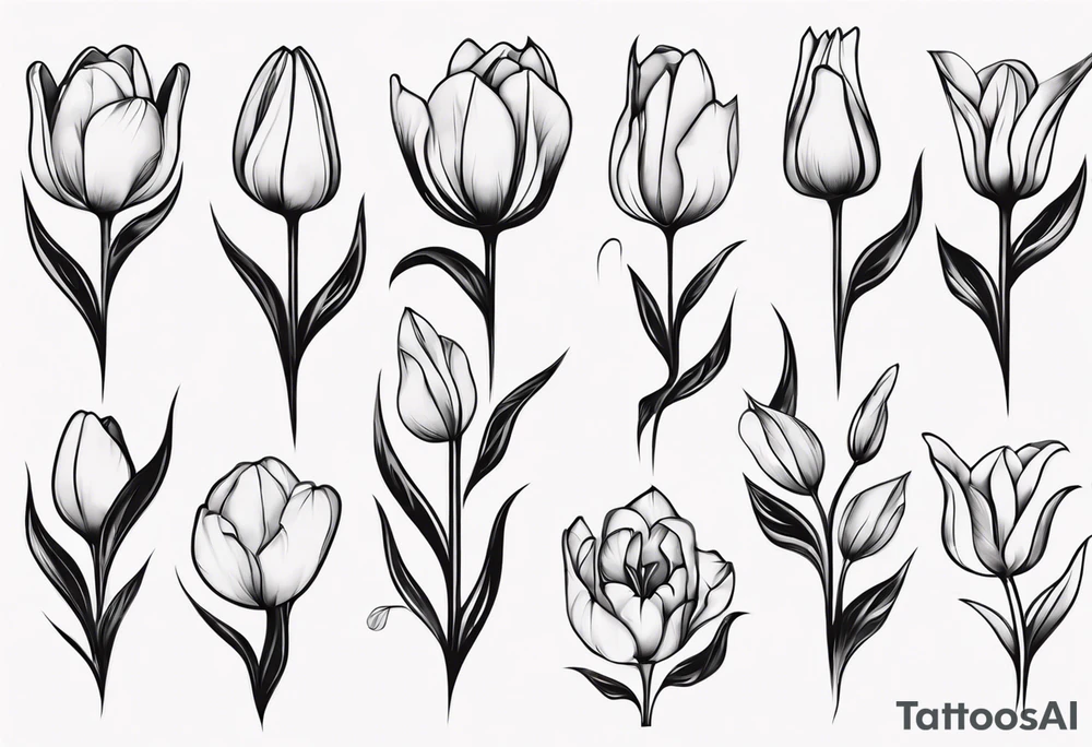 Average sign combined with a tulip bud tattoo idea