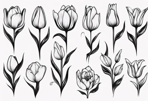 Average sign combined with a tulip bud tattoo idea