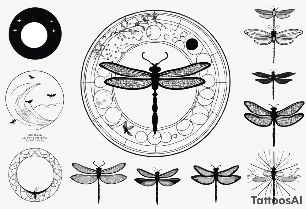 - all Moon phases with small dragonfly vertical, tattoo idea - all Moon phases with small dragonfly vertical, tattoo idea