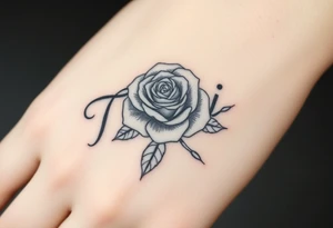 Name Tori with big rose tattoo idea