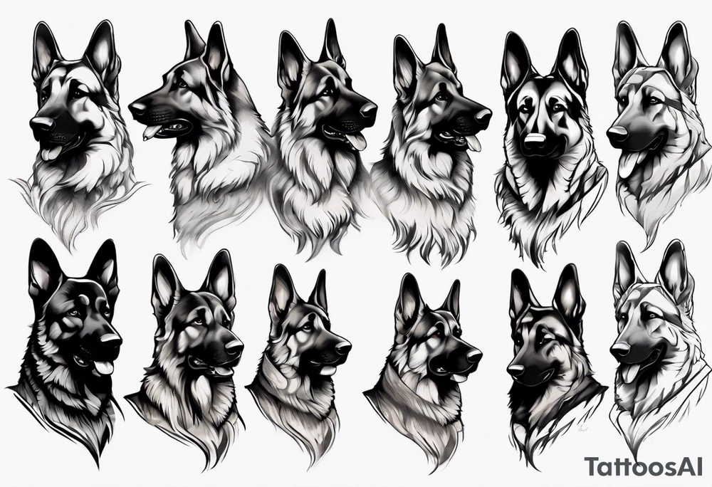 German shepherd side profile tattoo idea