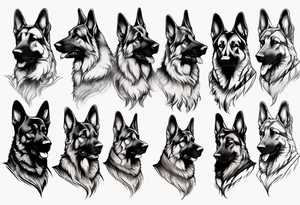 German shepherd side profile tattoo idea