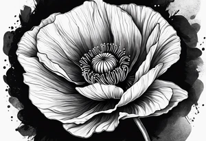 Lone poppy growing out of boulder tattoo idea