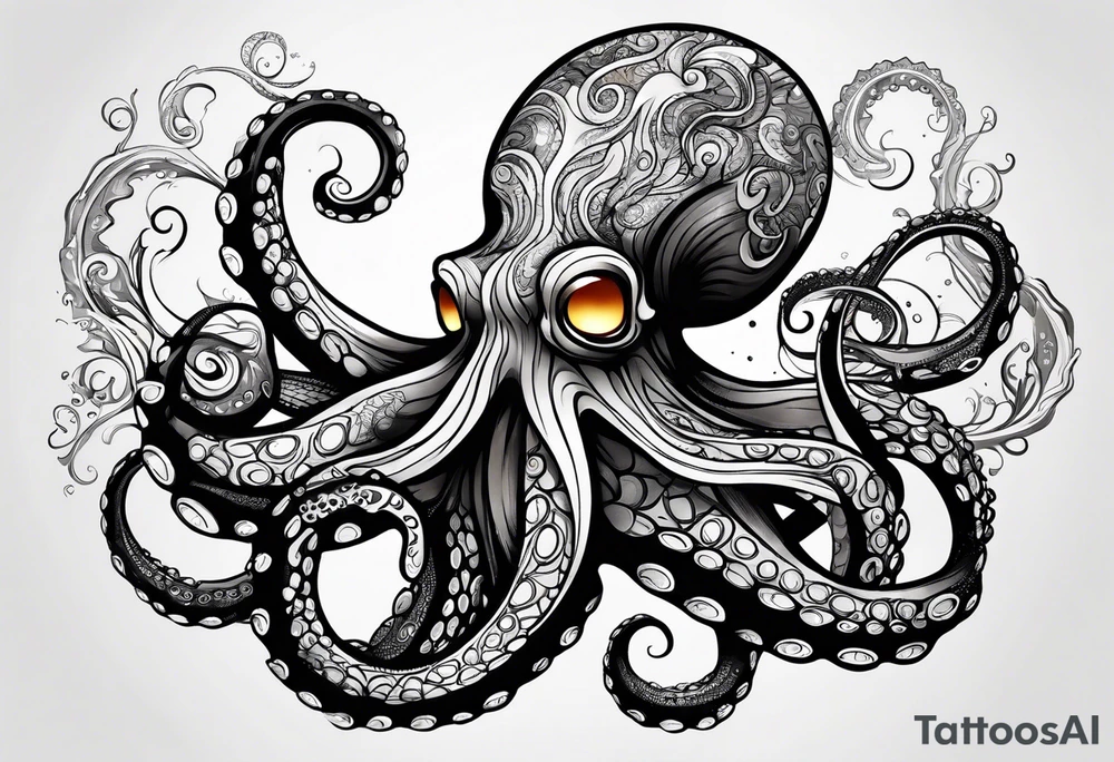 Electric octopus peacefull tattoo idea