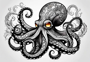 Electric octopus peacefull tattoo idea