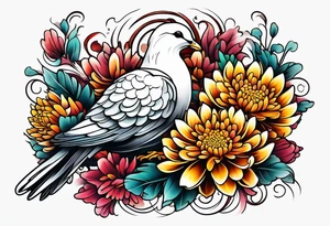 Chrysanthemum and dove tattoo idea