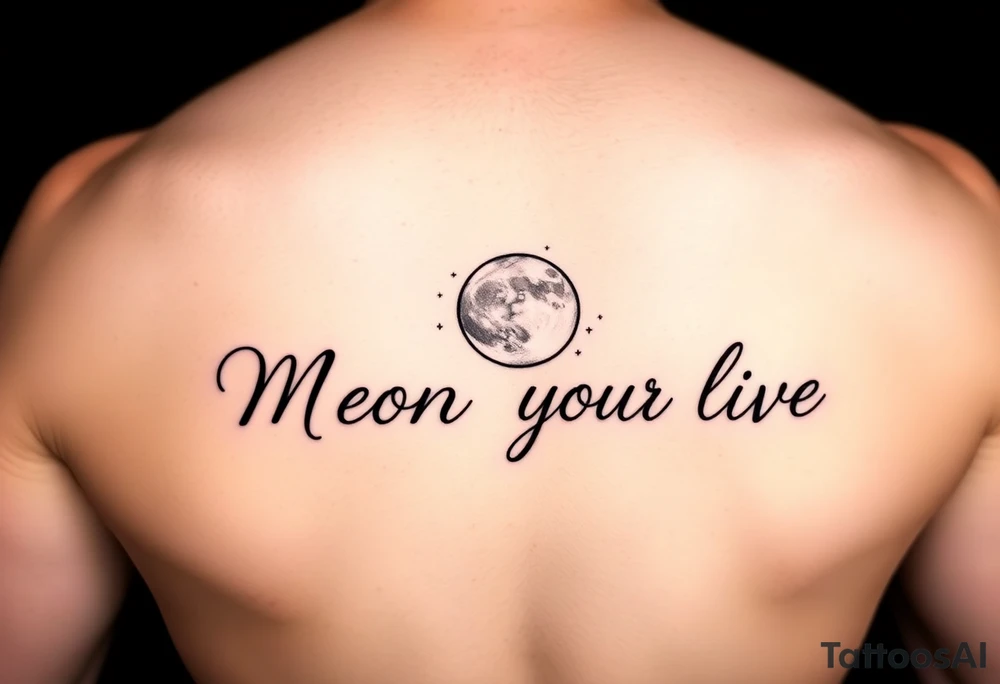 The words "Moon of my life" in script with a Moon and stars tattoo idea