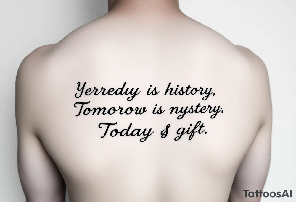Yesterday is history.
Tomorrow is a mystery.
Today is a gift.
On thigh tattoo idea