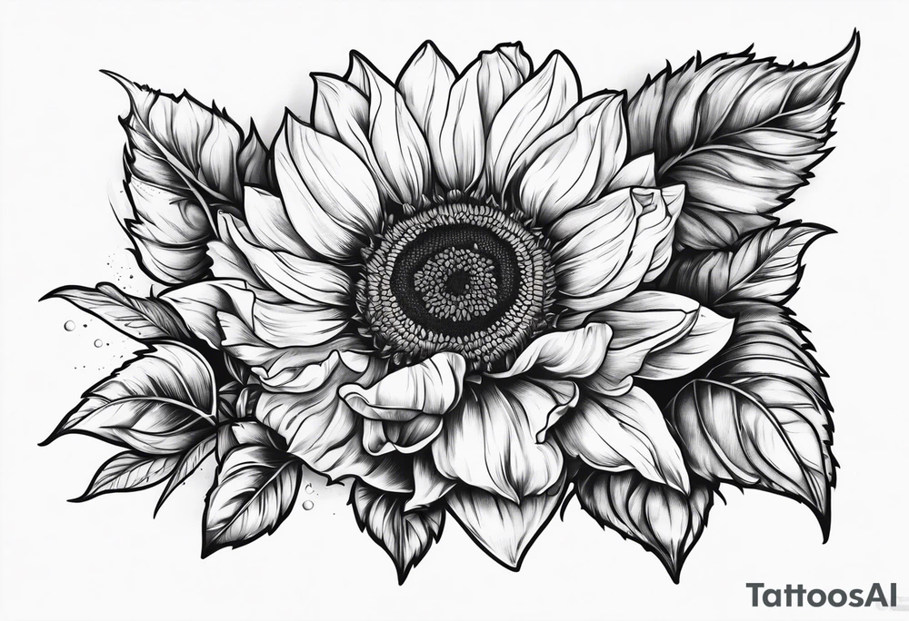 Sunflower spray rose carnations tattoo idea