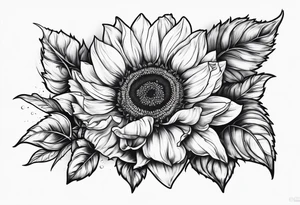 Sunflower spray rose carnations tattoo idea