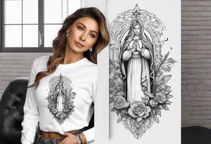 long sleeve tattoo about Christianity, family and the love of life tattoo idea
