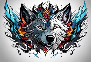 Wolf face roaring tattoo idea