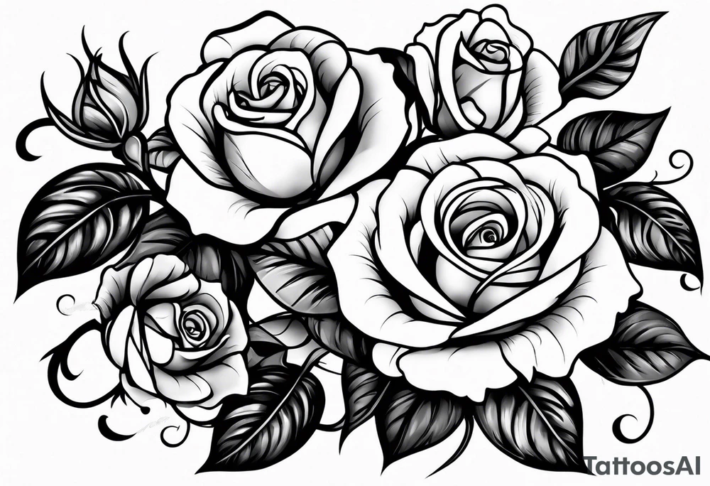 roses with vines tattoo idea