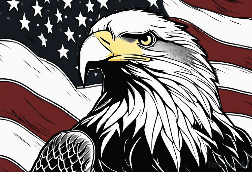 American flag with bald eagle flying tattoo idea American flag with bald eagle flying tattoo idea