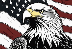 American flag with bald eagle flying tattoo idea