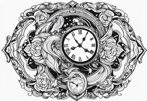 Aquarius, Janus, timeless clock tattoo idea