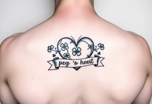 Cute Heart with shamrocks and a banner that says "peg 'o my heart" tattoo idea