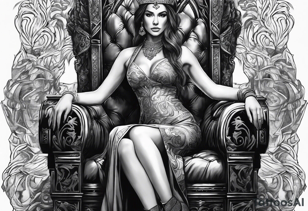 Woman on throne tattoo idea