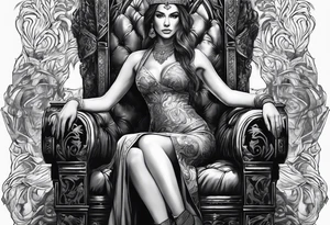 Woman on throne tattoo idea
