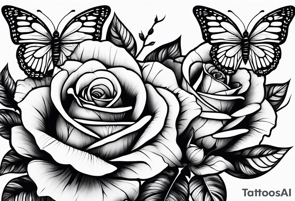 Butterfly roses tattoo idea