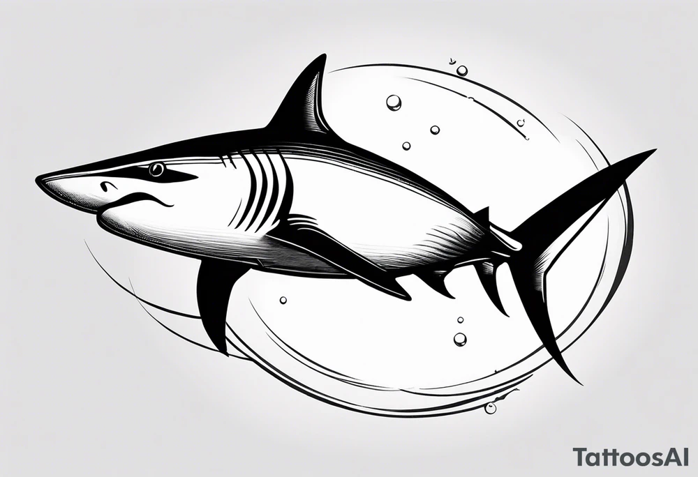 Cute Thresher shark going in a circle or curled up with 1 or two small bubbles around tattoo idea